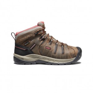 Keen Flint II Waterproof Werklaarzen Dames Bruin Donkerrood | VTP2415FC