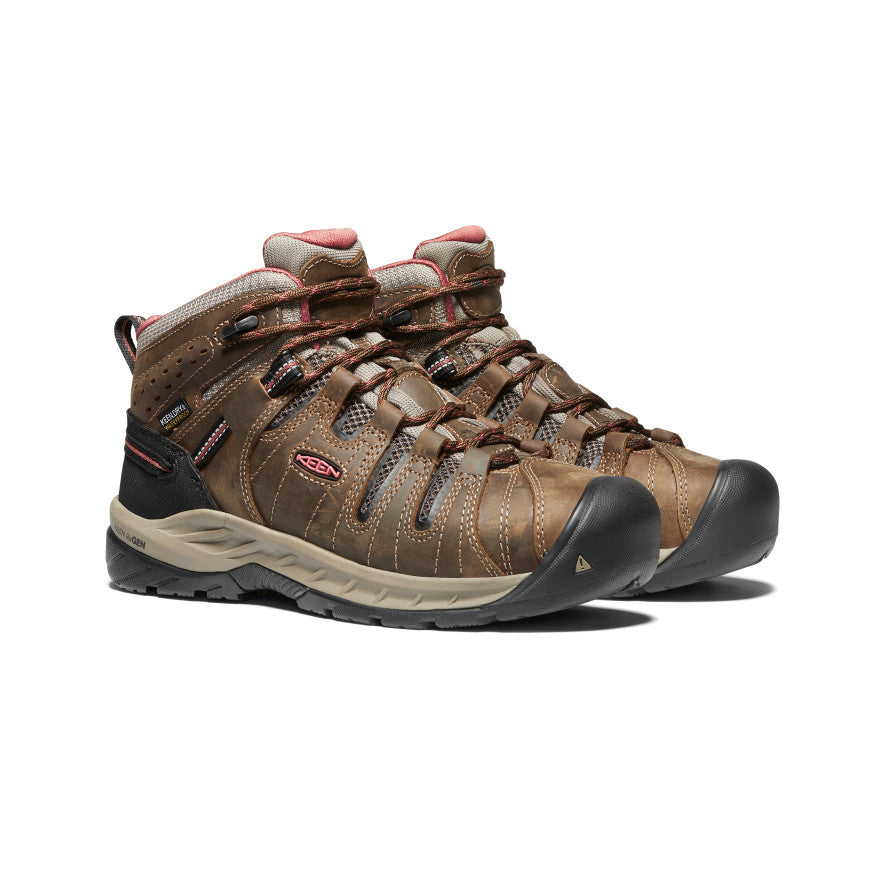 Keen Flint II Waterproof Werklaarzen Dames Bruin Donkerrood | VTP2415FC